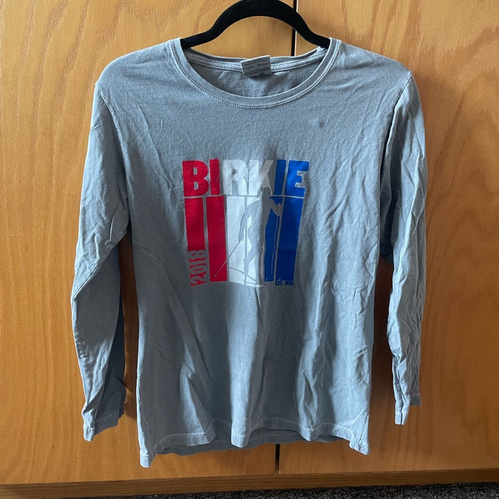 Comfort Colors Light Blue Long Sleeve Tee with Red White and Blue Graphic